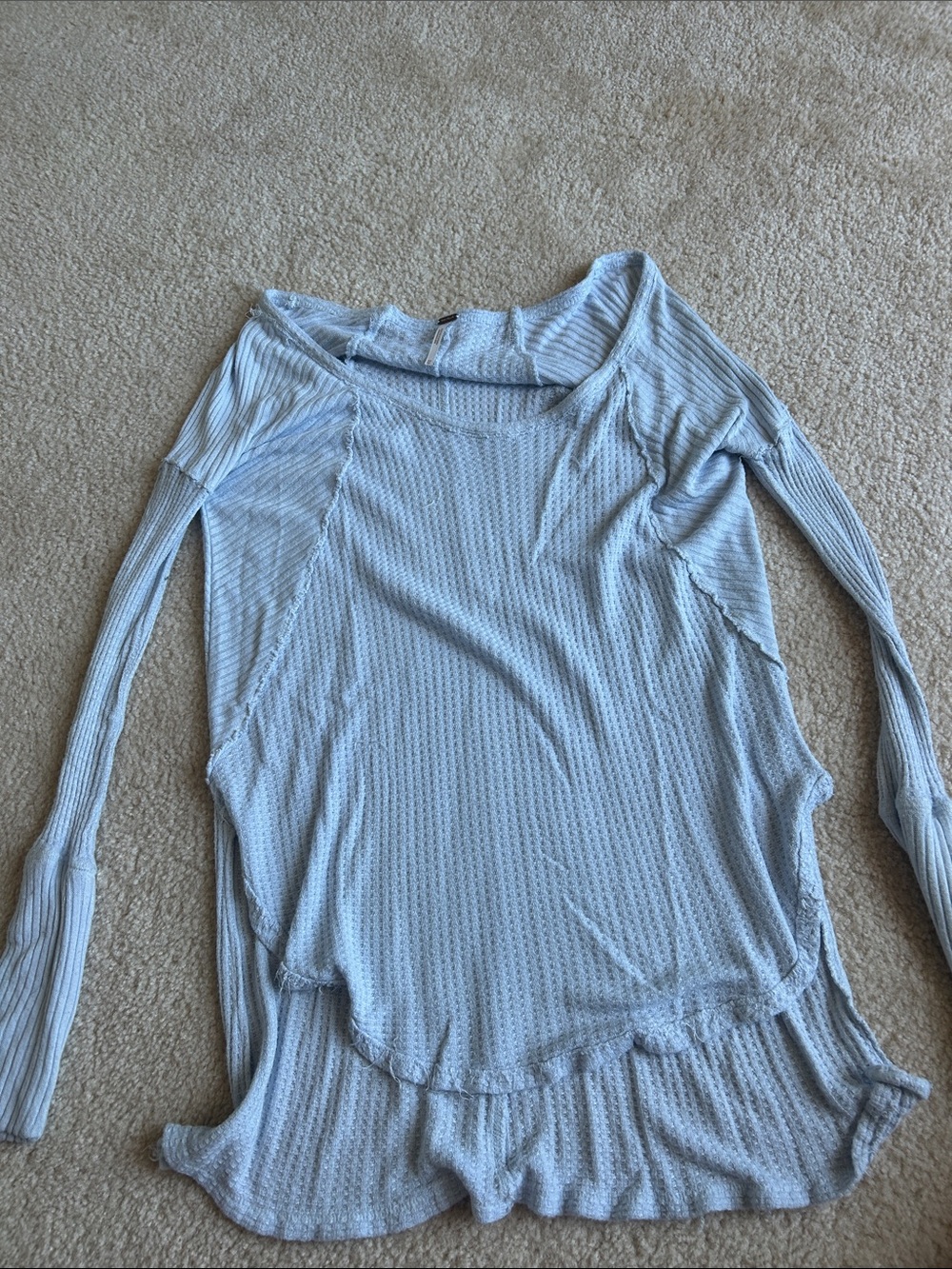 Free People light blue waffle knit top